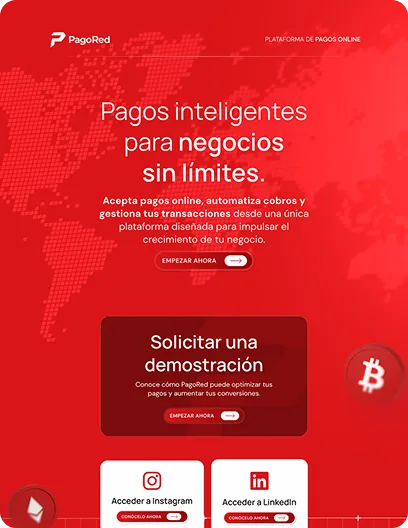 Landing page da plataforma de pagamentos PagoRed