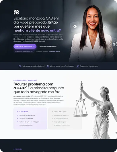Landing page de Rebeca Barros, gestora de tráfego